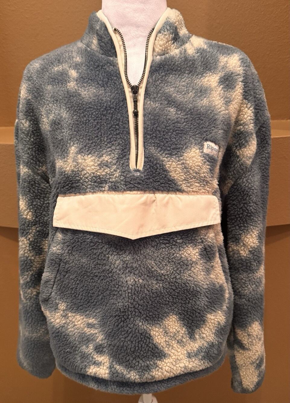 Rip Curl Drifter Polar Fleece Sweater Quarter Zip Gray/Cream Womens Size M